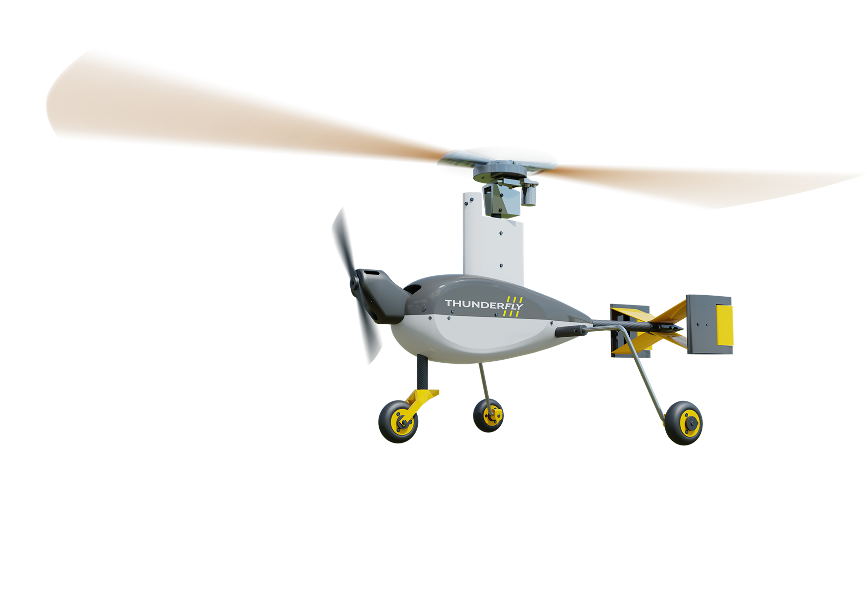 Autogyro drone in flight